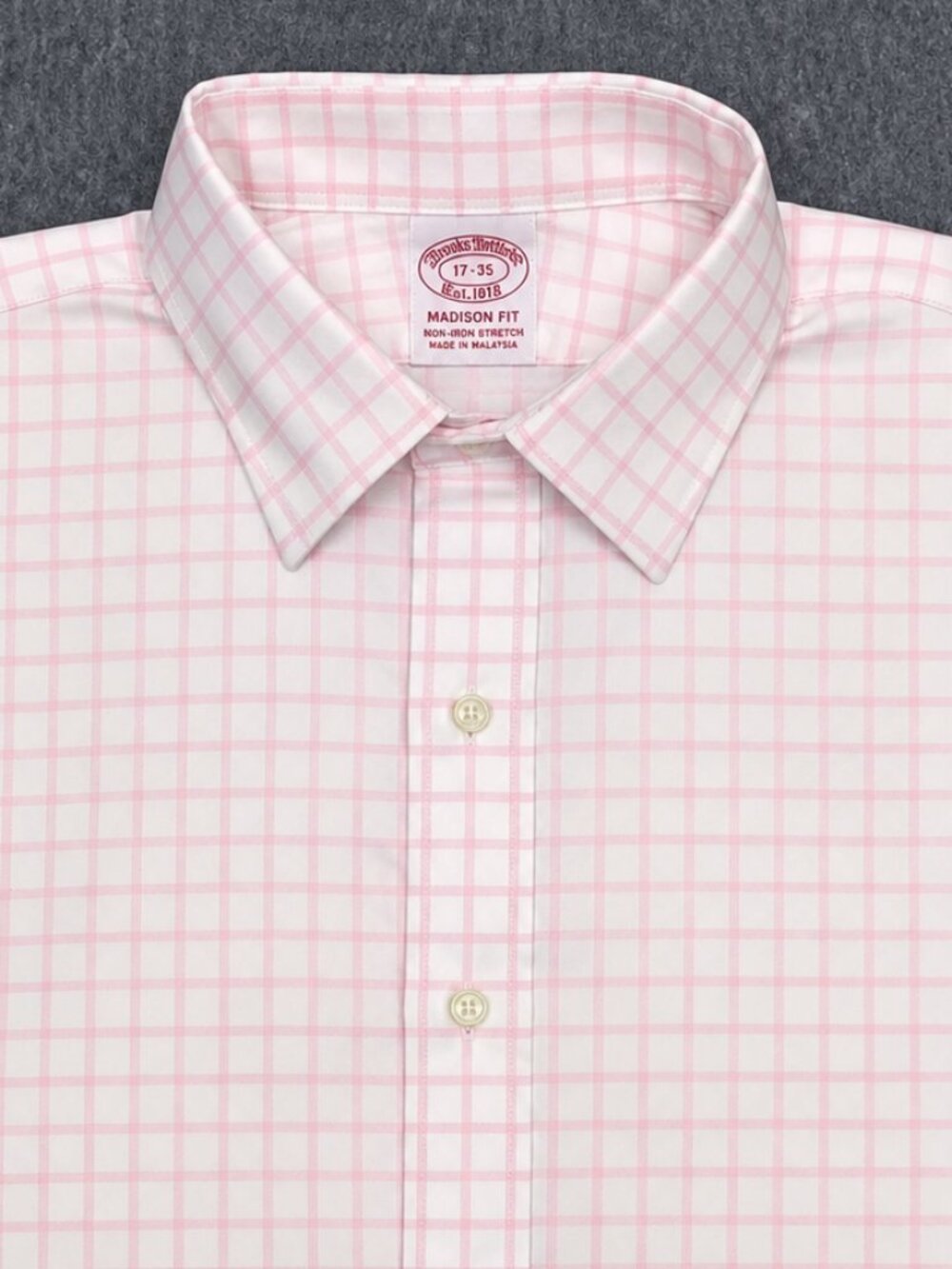 Brooks Brothers Madison Fit 17-35 Pink Supima Cotton Stretch Dress Shirt